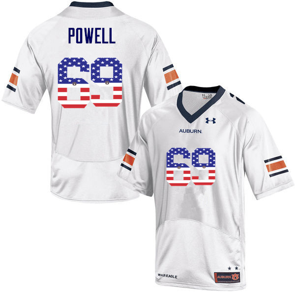Men's Auburn Tigers #69 Ike Powell USA Flag Fashion White College Stitched Football Jersey